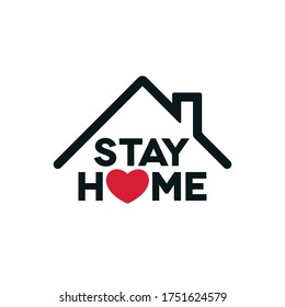 Coronavirus stay home concept design. Covid-19 outbreak social isolation icon with heart shape on white background.