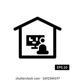 Coronavirus Stay At Home Icon, Stay At Home Sign/Symbol Silhouette Vector