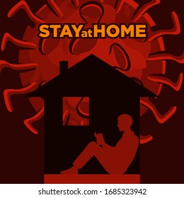 coronavirus stay at home poster vector illustration