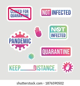 Coronavirus stickerpack. Text message with symbol of corona