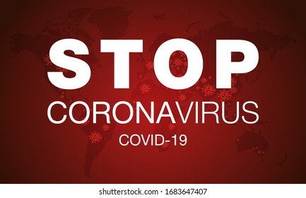 Coronavirus. Stop. Covid-19. Map. No Infection. Dangerous Coronavirus Cell. Bacteria. Caution. Outbreak. Pandemic medical concept. Isolated Vector Icon, Logo, Illustration