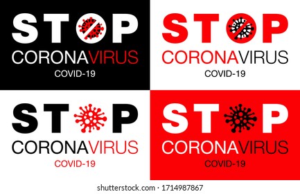 Coronavirus. Stop. Covid-19. Set. No Infection. Dangerous Coronavirus Cell. Bacteria. Caution. Outbreak. Pandemic medical concept. Isolated Vector Icon, Logo, Illustration