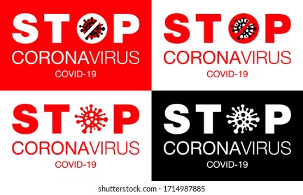 Coronavirus. Stop. Covid-19. Set. No Infection. Dangerous Coronavirus Cell. Bacteria. Caution. Outbreak. Pandemic medical concept. Isolated Vector Icon, Logo, Illustration