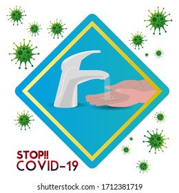Coronavirus stop and prevention poster. Hand washing - Vector