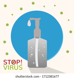 Coronavirus stop and prevention poster. Soap bottle icon - Vector