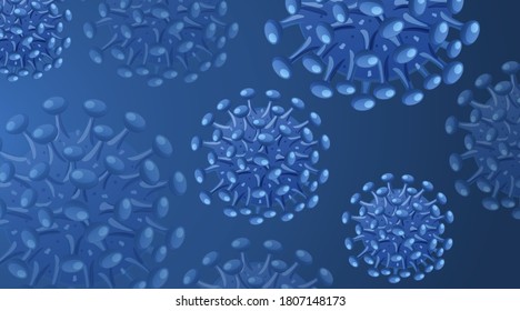 Coronavirus structure blue background  illustration