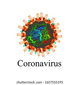 Coronavirus. The structure of the Chinese coronavirus. Influenza virus. Flu. Vector illustration on isolated background.