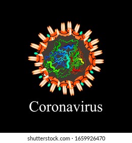 Coronavirus. The structure of the Chinese coronavirus. Influenza virus. Flu. Vector illustration.