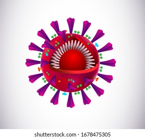 Coronavirus Structure, Covid-19 (2019 nCoV) wuhan virus disease Vector 