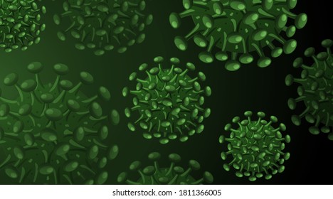 Coronavirus Structure Green Background  Illustration
