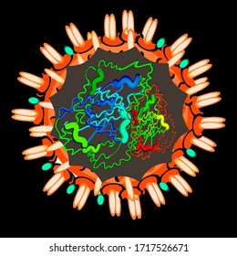 Coronavirus. The structure of the coronavirus. Influenza virus. Flu. Vector illustration.