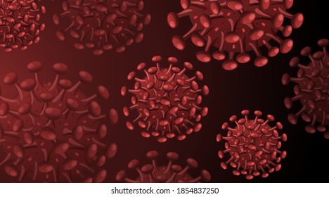 Ilustración de fondo rojo de la estructura de Coronavirus