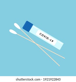 Inflamación de coronavirus en el vector del tubo de ensayo. Kit de frotis de prueba Covid-19.