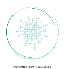 The coronavirus symbol filled with teal dots. Vector illustration on white background
