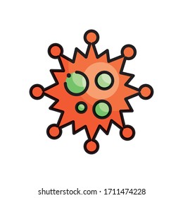 coronavirus symbol icon over white background, line color style, vector illustration