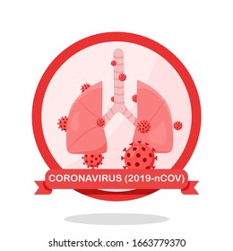 Coronavirus Symbol, Lung infection, vector design.