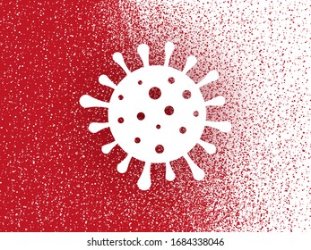 Coronavirus Symbol On Red Grainy Background