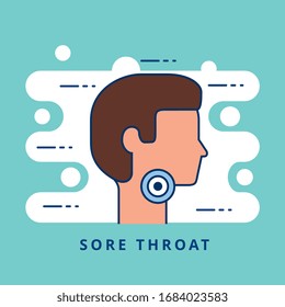coronavirus symptom with sore throat icon. vector illustration