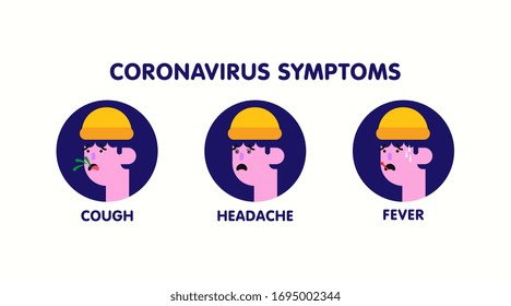 Coronavirus síntomas ilustración de fondo vectorial