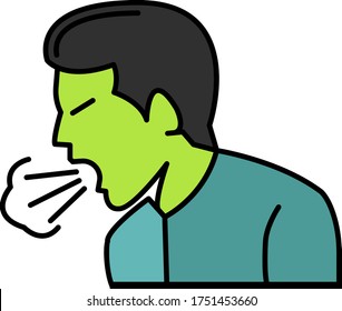Coronavirus symptoms Dry Cough vector Color icon design, coronavirus cough concept, Person is having cough on white background, 2019-nCov, 2019 Novel