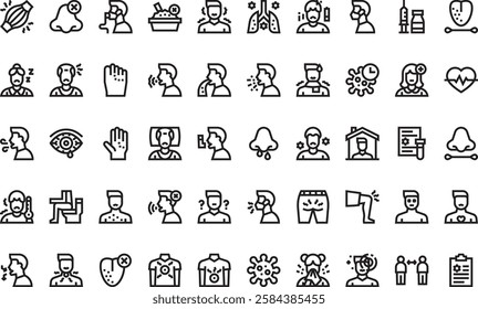 Coronavirus symptoms icons High-Quality Vector Icons Collection with Editable Stroke. Ideal for Professional and Creative Projects.