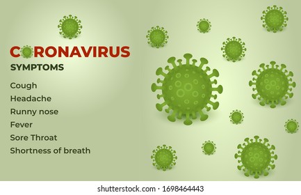 Coronavirus symptoms on a vector background. Covid-19 virus cells on a camel background. Novel coronavirus (2019-nCoV) symptoms. Sign of virus.