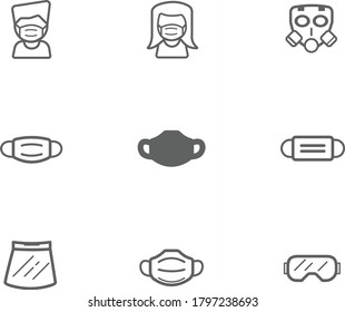Coronavirus Symptoms, simple Set of covid safety and healthy related Vector Line Icons. 
