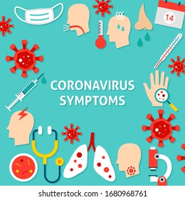 Coronavirus Symptoms Template Poster. Vector Illustration Flat Style Medical Concept.