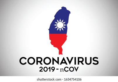 CoronaVirus in Taiwan and Country flag inside Country border Map Vector Design. 2019-nCoV with Taiwan map with national flag Vector Illustration.