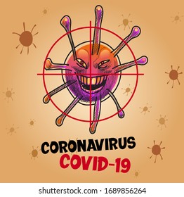 Coronavirus targeted, Comic style Poster for coronavirus Covid-19. Stop wuhan virus. Epidemic, micro organism 