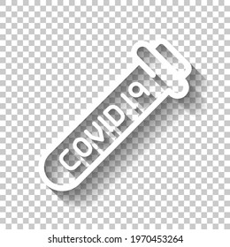 Coronavirus test, covid 19, simple medical icon. White linear icon with editable stroke and shadow on transparent background