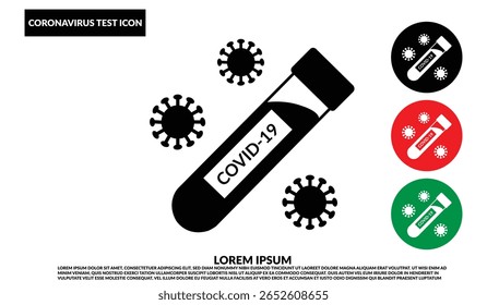Coronavirus test Icon, Coronavirus COVID-19 tube test medical laboratory, Test tube with virus isolated on white background