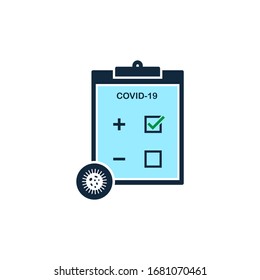 Coronavirus test icon design. Tested positive for COVID-19 concept. Vector illustration
