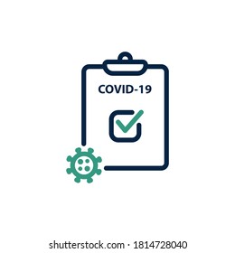 Diseño de iconos de prueba de coronavirus. Prueba positiva para el concepto COVID-19. Ilustración del vector