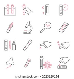 Coronavirus test icon set.Coronavirus test pack symbol vector elements for infographic web