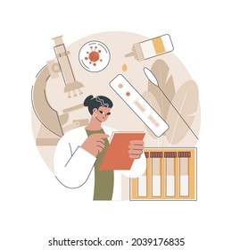 Coronavirus Test Kit Abstract Concept Vector Illustration. Novel Coronavirus Diagnosis, Covid-19 Swipe Test Kit, NCoV Testing Protocol, Finding Antibodies, Rapid Diagnostic Abstract Metaphor.