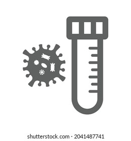 Coronavirus, prueba, icono de laboratorio. Gráficos vectoriales grises.