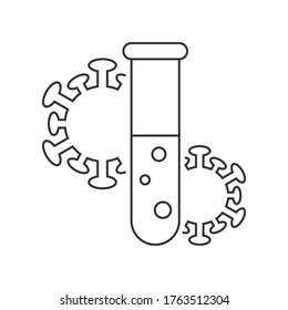 Icono de línea de prueba Coronavirus en fondo blanco
