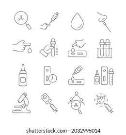 Coronavirus Test And Search Antibody Icons Set. Coronavirus Test And Search Antibody Pack Symbol Vector Elements For Infographic Web