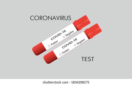Coronavirus test. Study of a new virus covid-19. Positive and negative test results.
