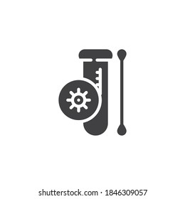 Coronavirus-Prüfröhre, Vektorsymbol. volles Flachzeichen für mobiles Konzept und Webdesign. Medizinisches Covid-19-Testglyph-Symbol Symbol, Logo-Abbildung. Vektorgrafik