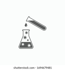 coronavirus test tubes icon, pandemic of virus illustration, blood test vector