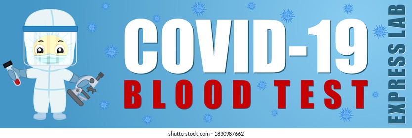 Coronavirus Testing banner. Covid-19 blood test illustration