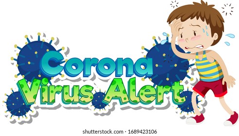 Coronavirus theme with sick boy with fever illustration