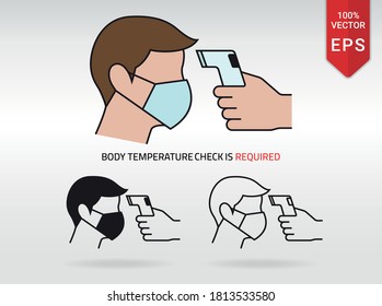 Coronavirus Thermometer Icons Set For Signs Body Temperature Check Is Required Vector Covid 19