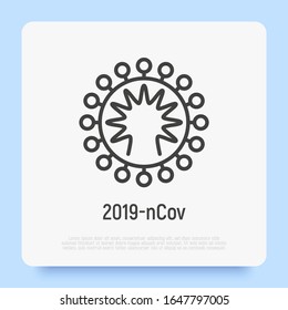 Coronavirus thin line icon. 2019-ncov. Respiratory virus. Vector illustration.