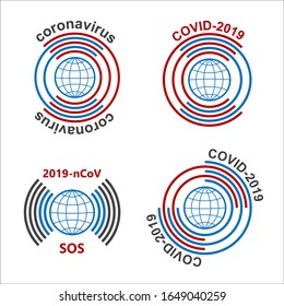 Coronavirus threatens the Earth, it calls for help. Set of vector icons on a white background.