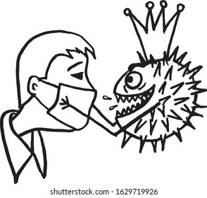 coronavirus threatens to infect a person in a medical mask