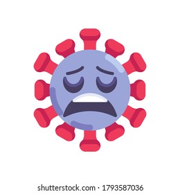 Coronavirus tired emoticon flat icon, vector sign, virus weary face colorful pictogram isolated on white. Symbol, logo illustration. Flat style design