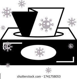 coronavirus tissue paper concept, hand hygiene napkin on white background,  Prevention of Coronavirus Disease 2019 (COVID-19) vector icon design